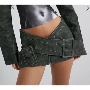 Jaded London Skirt Womens Small Assassin Micro Mini Green Belted Punk Grunge Y2k